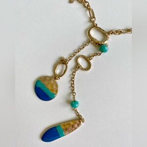ILLUMINATA Necklace Gold with blue and teal design